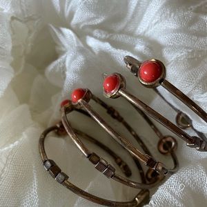 Spring Bangle, Long brown bead macrame bracelet - 2 strands